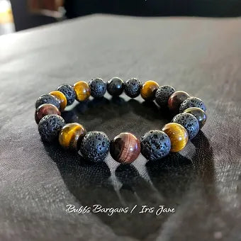 Tiger Eye & Lava Men's Bracelet