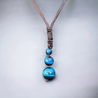 Lake Blue Tiger Eye Necklace Unisex