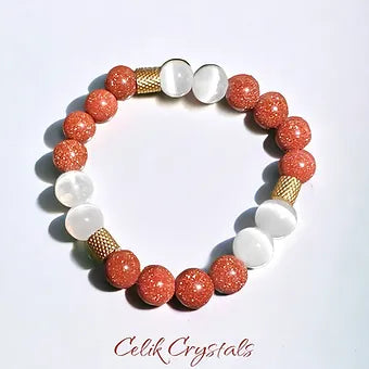 Gold Sandstone Selenite Bracelet 10mm