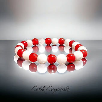 Carnelian Moonstone Bracelet 8mm