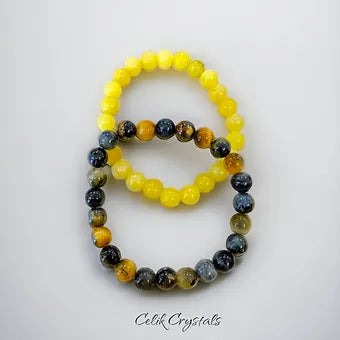 The Dream Lemon Stack -Dreamy Gold Tiger Eye/Lemon Jade Bracelets - 8mm Unisex