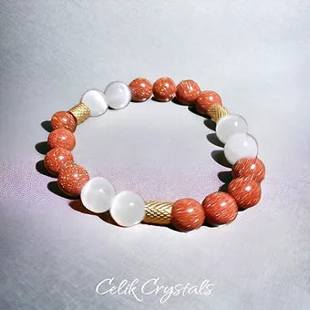 Gold Sandstone Selenite Bracelet 10mm