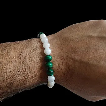 Malachite and Moonstone Bracelet 8mm Unisex