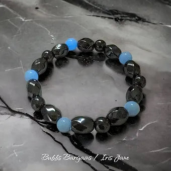 Hematite Crystal & Glow in the Dark Men's Bracelet