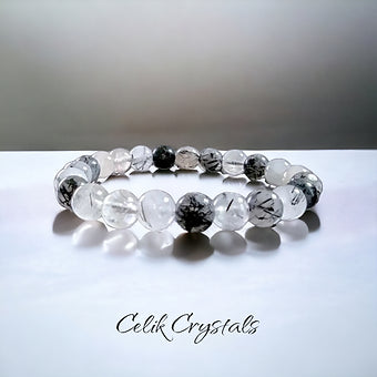 Tourmaline Quartz Crystal Healing Bracelet 8 & 6mm