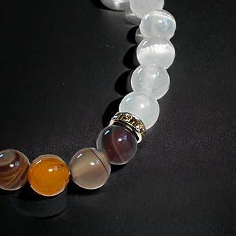 Botswana Agate, Selenite Bracelet 8mm