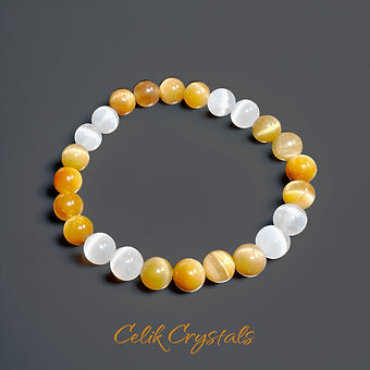 Gold Tiger Eye Bracelet & Selinite Unisex