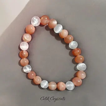 Sunstone Selenite Bracelet 8mm