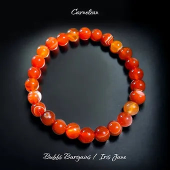 Striped Carnelian Bracelet - 8mm Unisex Crystals