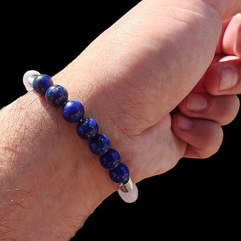 Lapis Lazuli, Selenite & Stainless Steel Spacers Bracelet