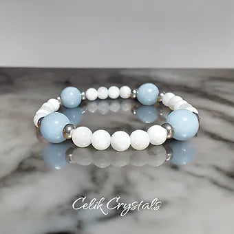 Angelite & Moonstone Bracelet AAA Stones