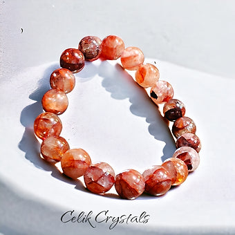 Red Hematoid Quartz Crystal Bracelet (Fire Quartz)