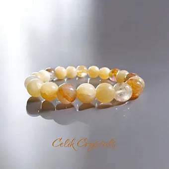 Golden Healer and Honey Calcite Bracelet 10mm Unisex