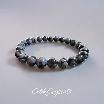 Snowflake Obsidian Bracelet Unisex