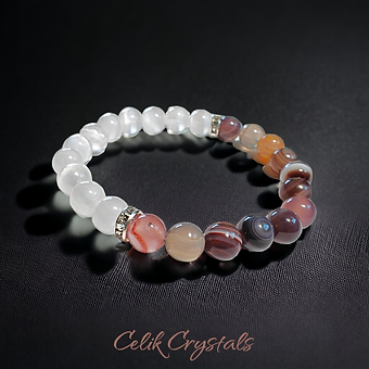 Botswana Agate, Selenite Bracelet 8mm