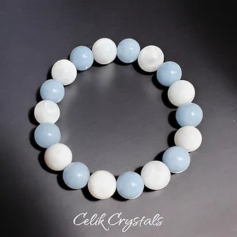 Angelite & Moonstone Crystal Bracelet 10mm