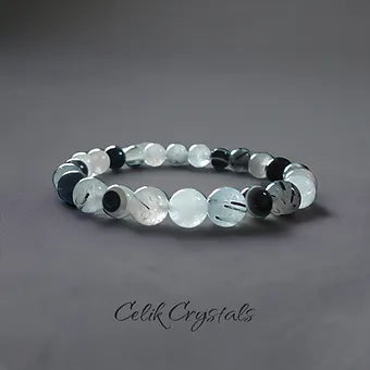 Tourmaline Quartz and Evil Eye Bracelet Unisex