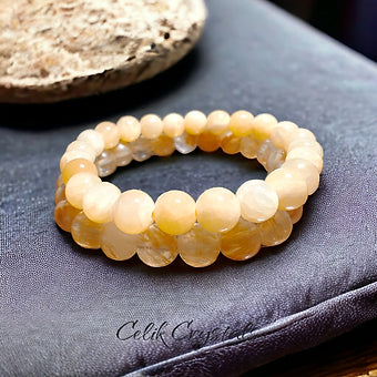 Yellow Rutilated Quartz & Yellow Calcite Bracelet Stack