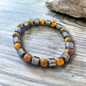 Tiger Eye & Hematite Men's Bracelet