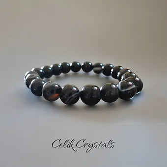 Black Agate Bracelet Striped Unisex