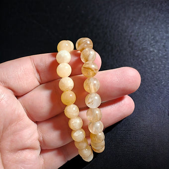 Yellow Rutilated Quartz & Yellow Calcite Bracelet Stack