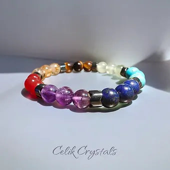 7 Chakra Bracelet Authentic Stones 8mm Unisex