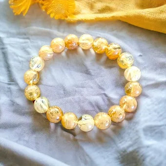 Rutilated Quartz Bracelet 6|8|10 Stretch Crystal Beads