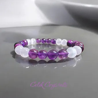 Amethyst, Purple Tiger, Selenite Bracelet 8mm