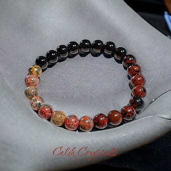 Garnet Leapord Jasper Mahogany Obsidian Bracelet