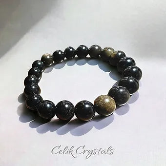 Gold Obsidian Bracelet - 10mm Natural Crystals