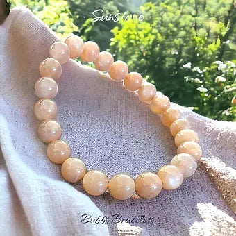 Sunstone Bracelet - Rare 8mm Women's Crystal Beads - Sacral & Solar Plexus