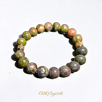 Dragon Vein Unakite Bracelet 10mm