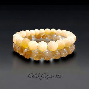 Yellow Rutilated Quartz & Yellow Calcite Bracelet Stack