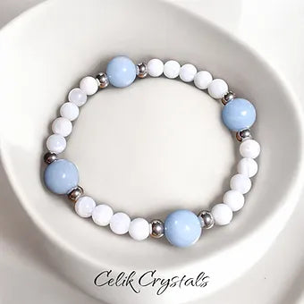 Angelite & Moonstone Bracelet AAA Stones