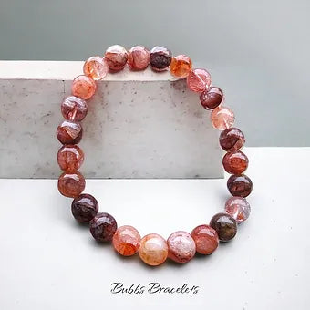 Red Hematoid Quartz Crystal Bracelet (Fire Quartz)