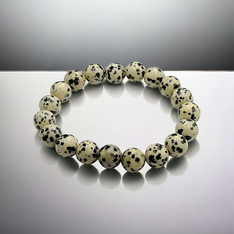 Dalmatian Stone Bracelet - 8 or 10mm Stones - Unisex