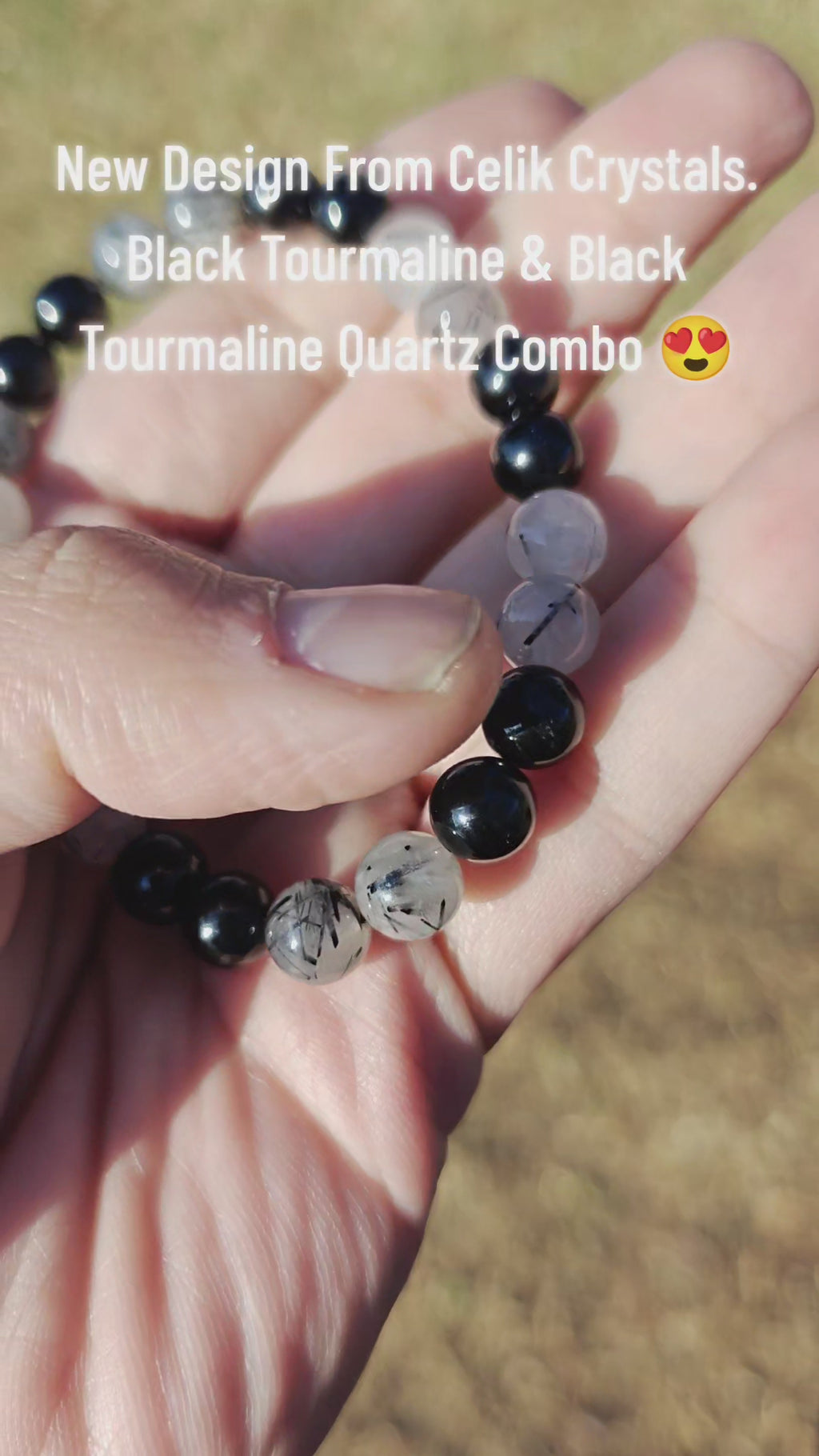 Black Tourmaline and Black Tourmaline Quartz Crystal Healing Bracelet 8mm Unisex 