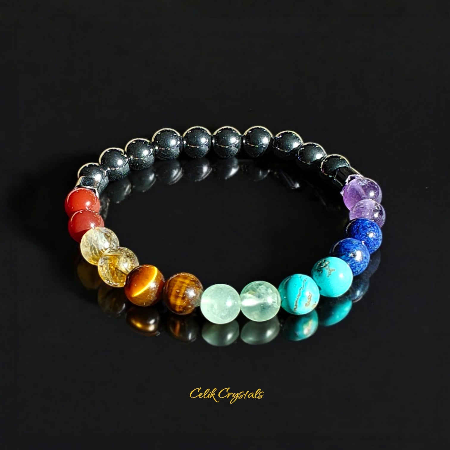 Real 7 Chakra Bracelet With Natural Stones 