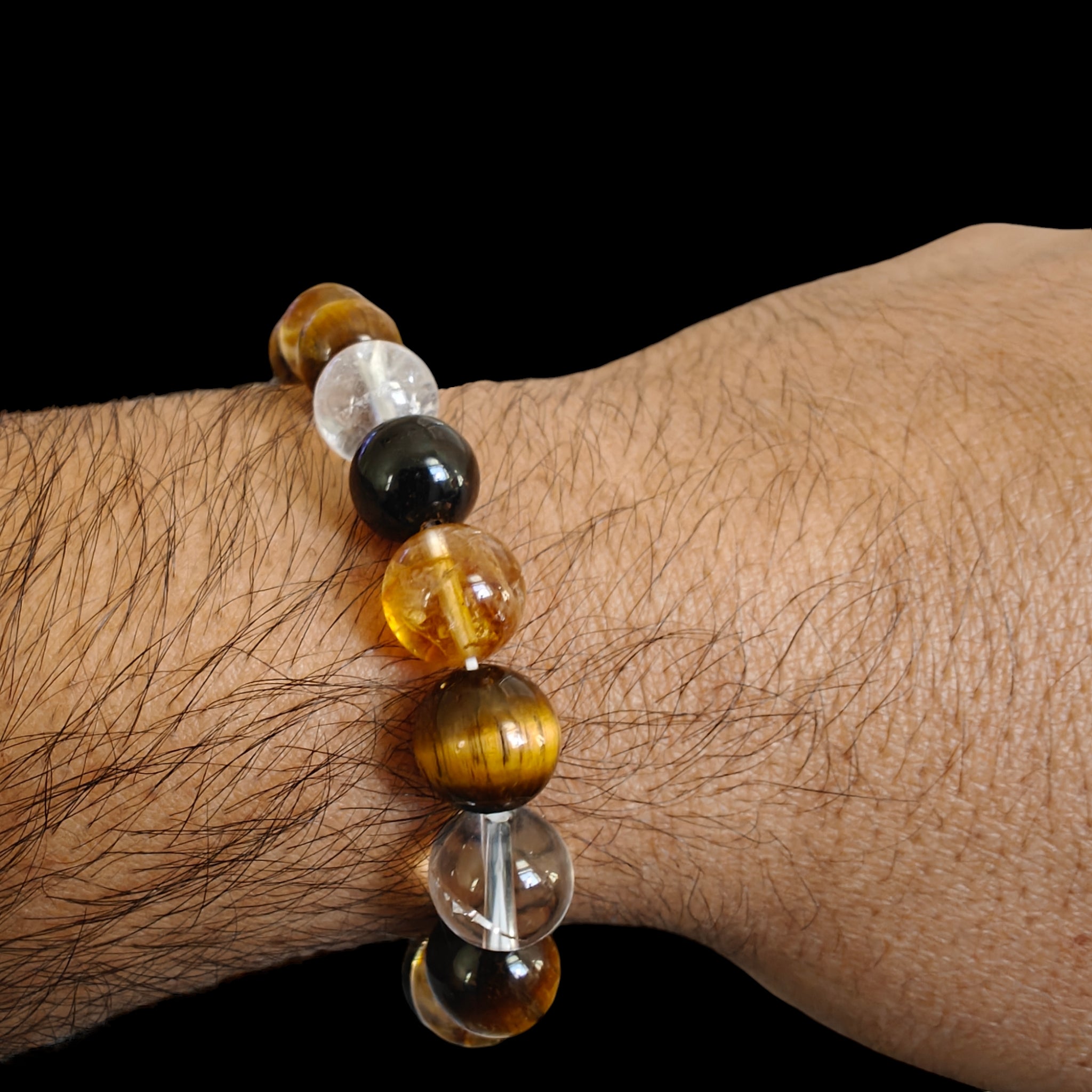 Citrine, Tiger Eye, Clear Quartz Bracelet Unisex 10mm