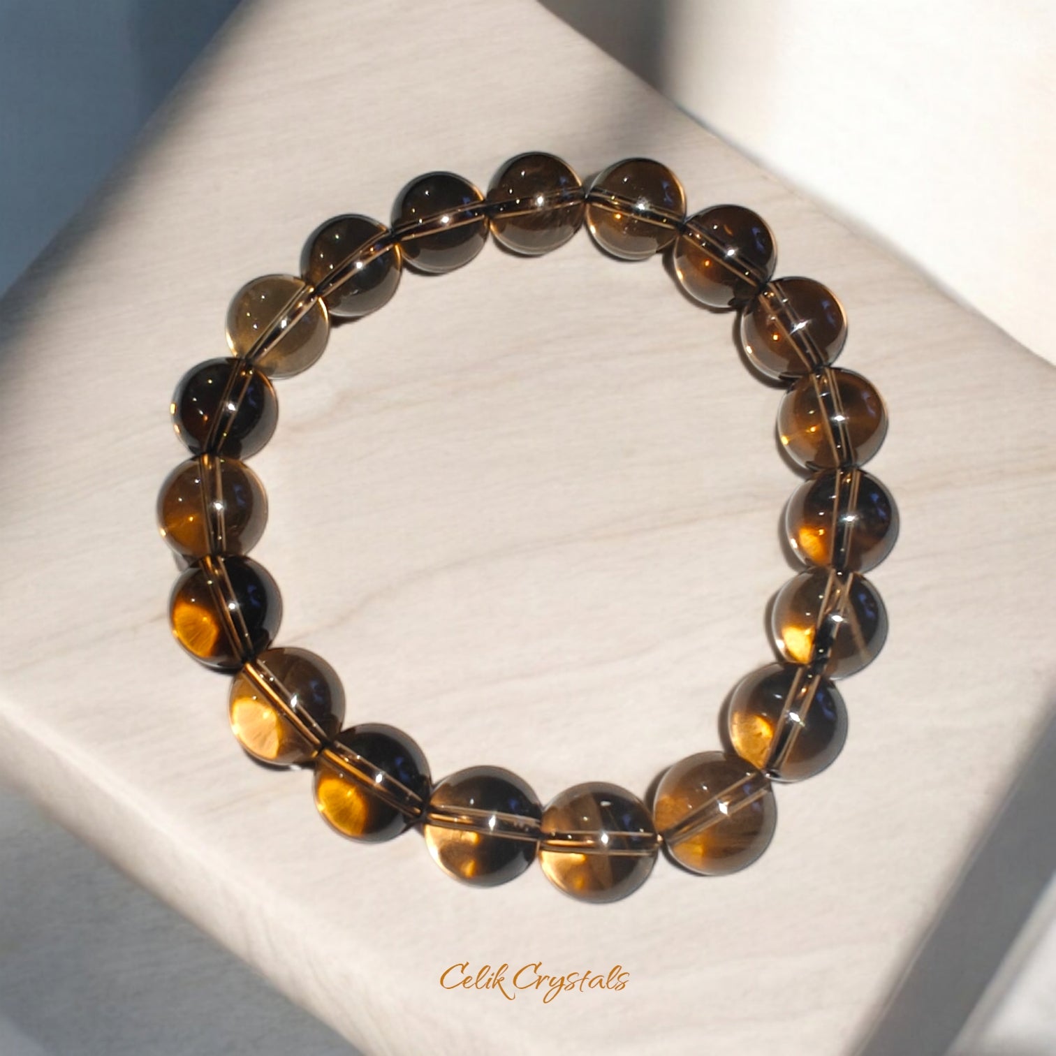 Smoky Quartz Bracelet Natural Stones Stretch Crystal Bracelet Unisex 