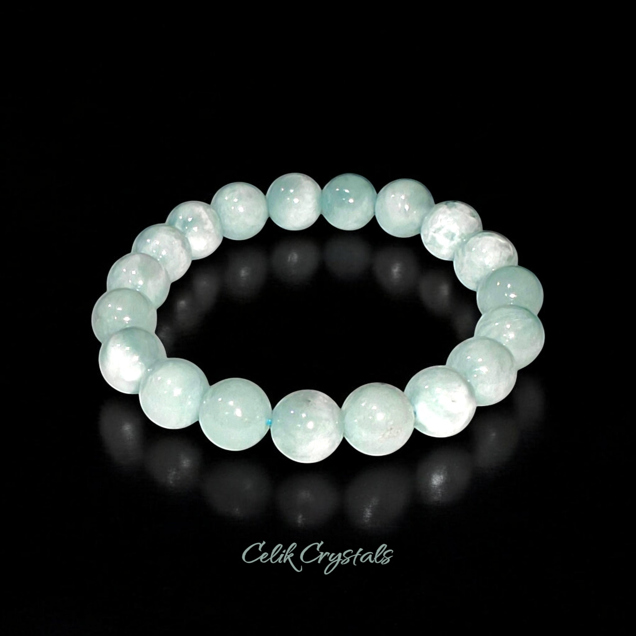 Larimar Bracelet Natural Stones Stretch Crystal Bead Bracelet 