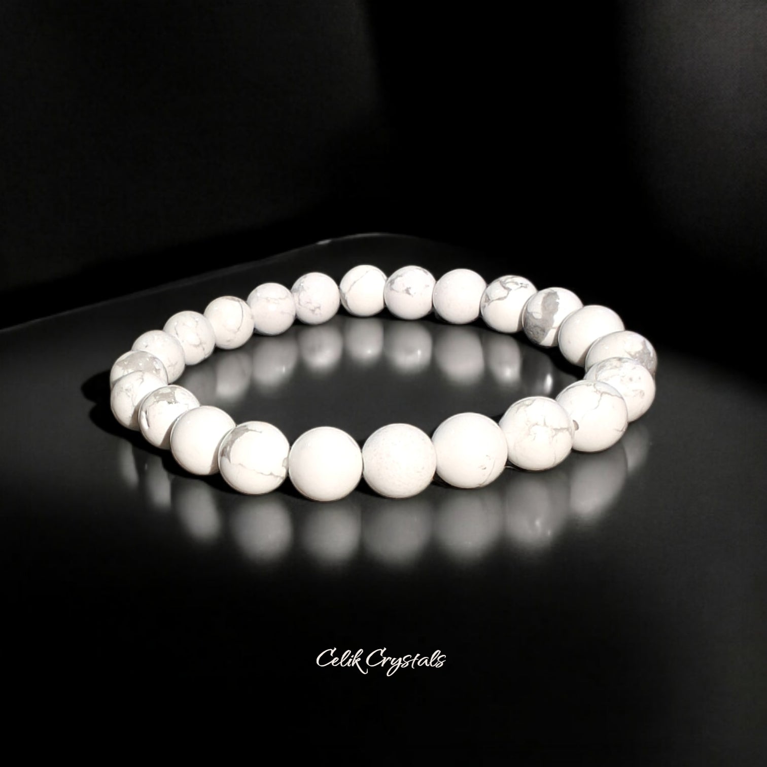 Howlite Bracelet Natural Stones Stretch Crystal Bead Bracelet 