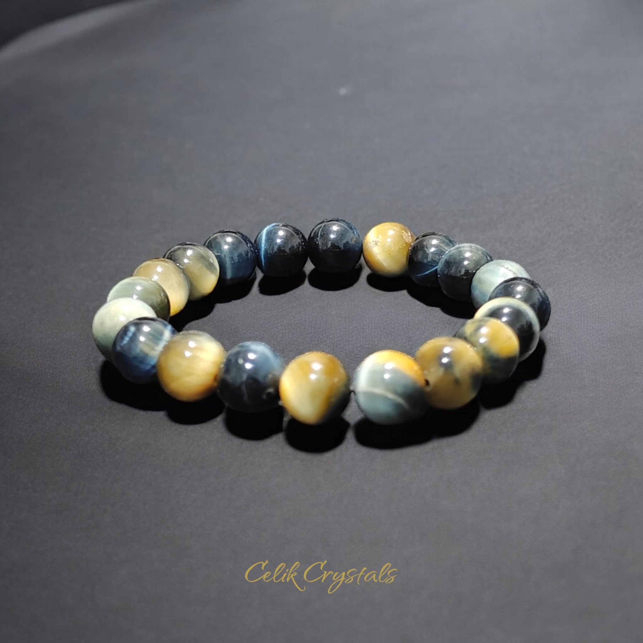 Gold Blue Tiger Eye Bracelet 