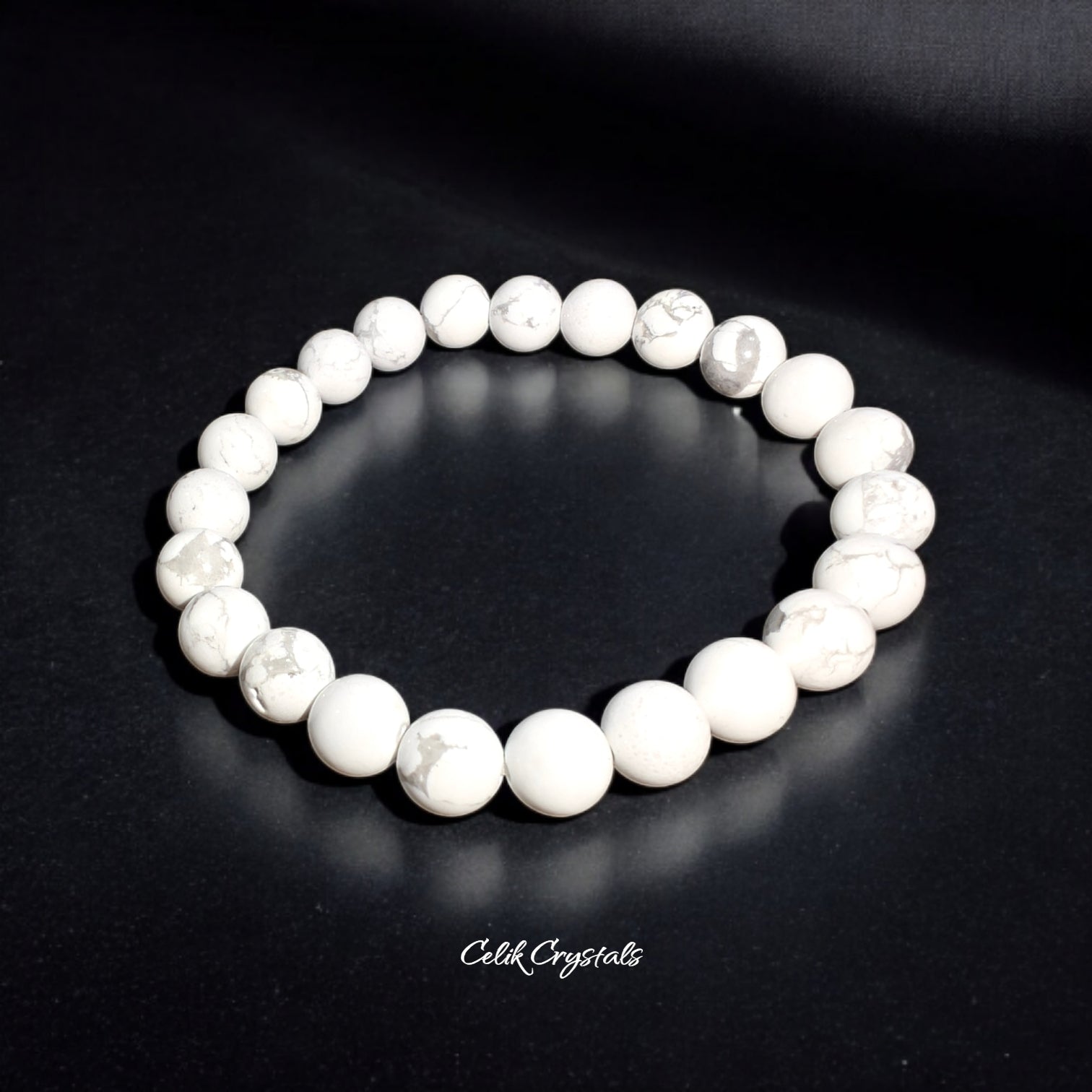 Howlite Bracelet Natural Stones Stretch Crystal Bead Bracelet 