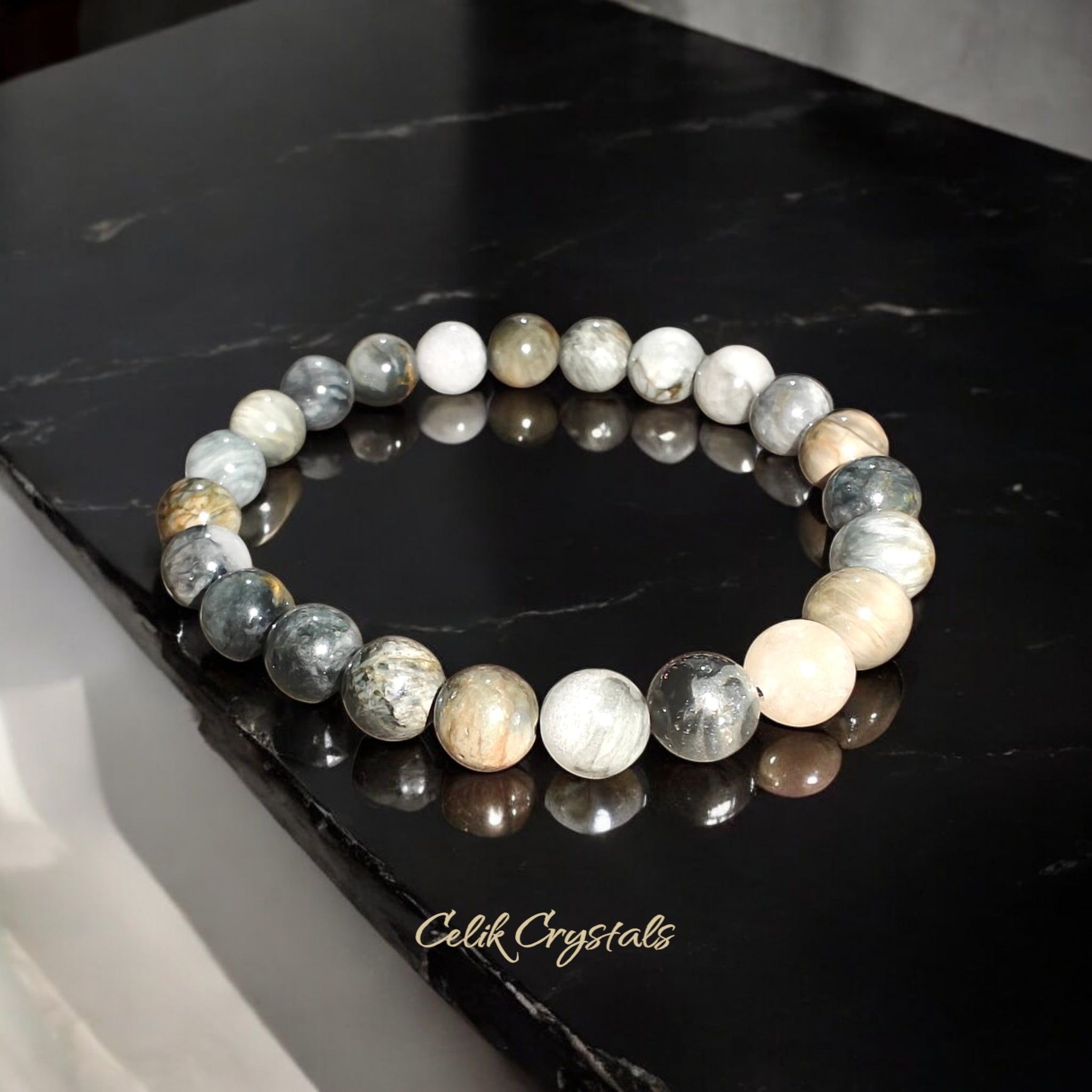 Eagle Eye Bracelet Natural Stones Stretch Crystal Bead Bracelet 