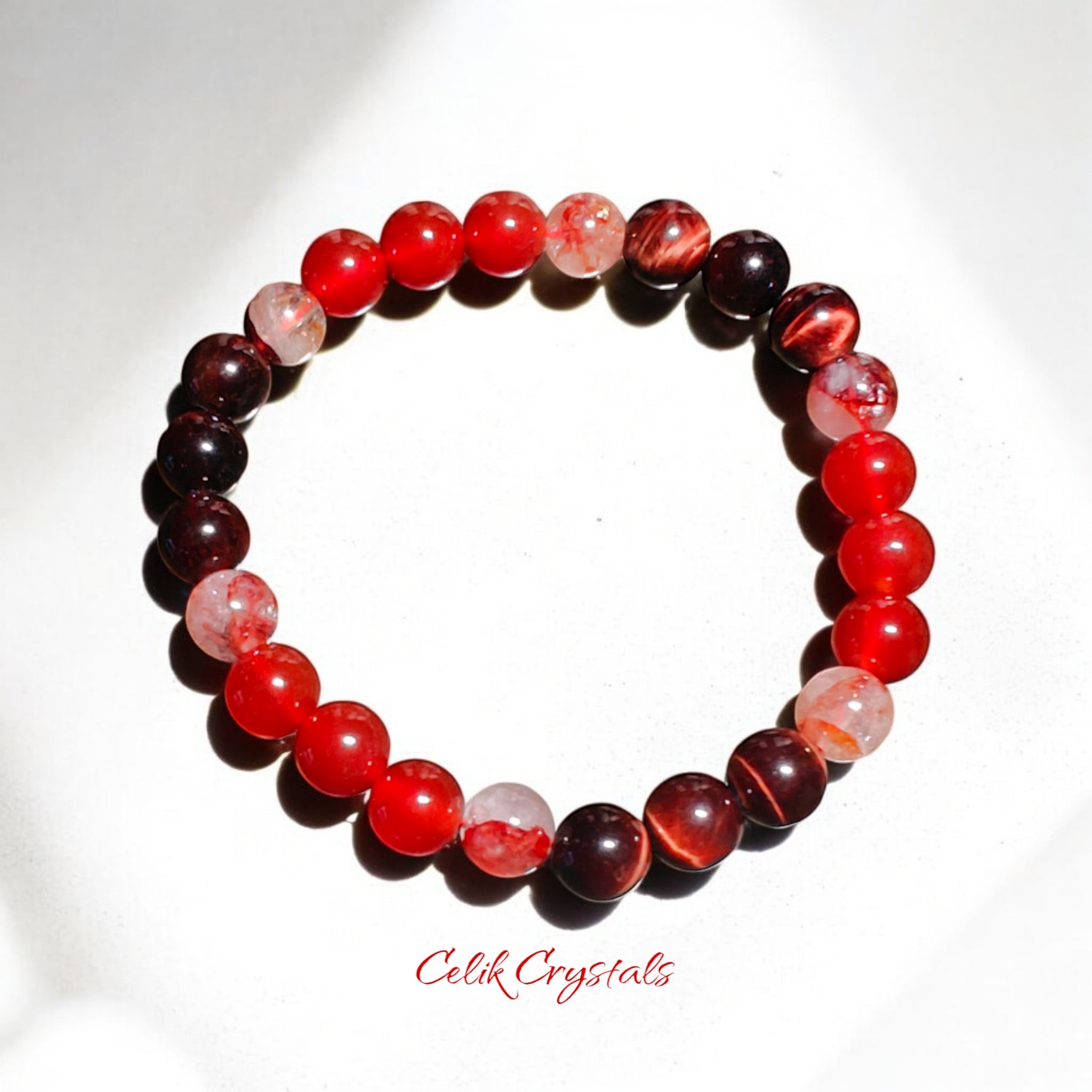 Red Tiger Eye, Carnelian & Fire Quartz Bracelet