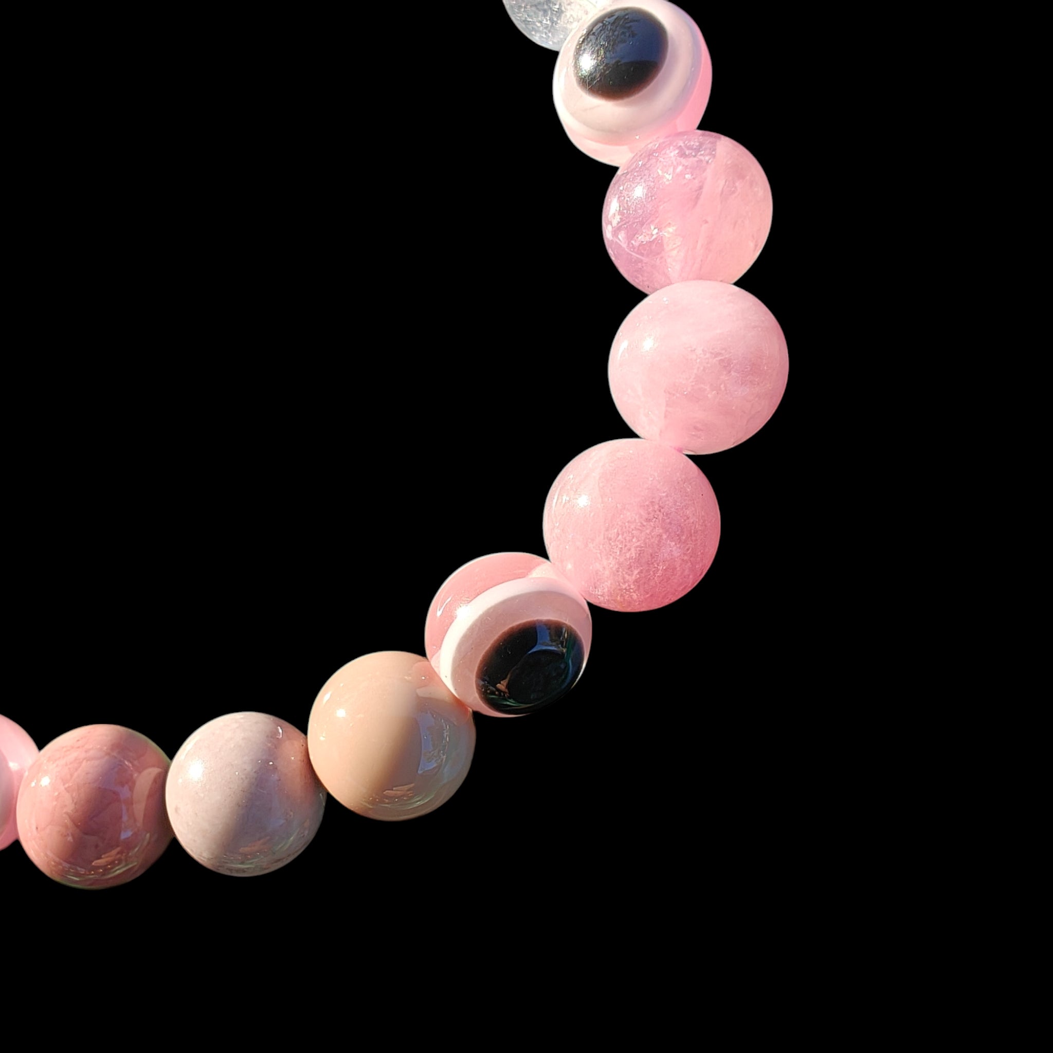 Pink Evil Eye Stretch Bead Bracelet 8mm
