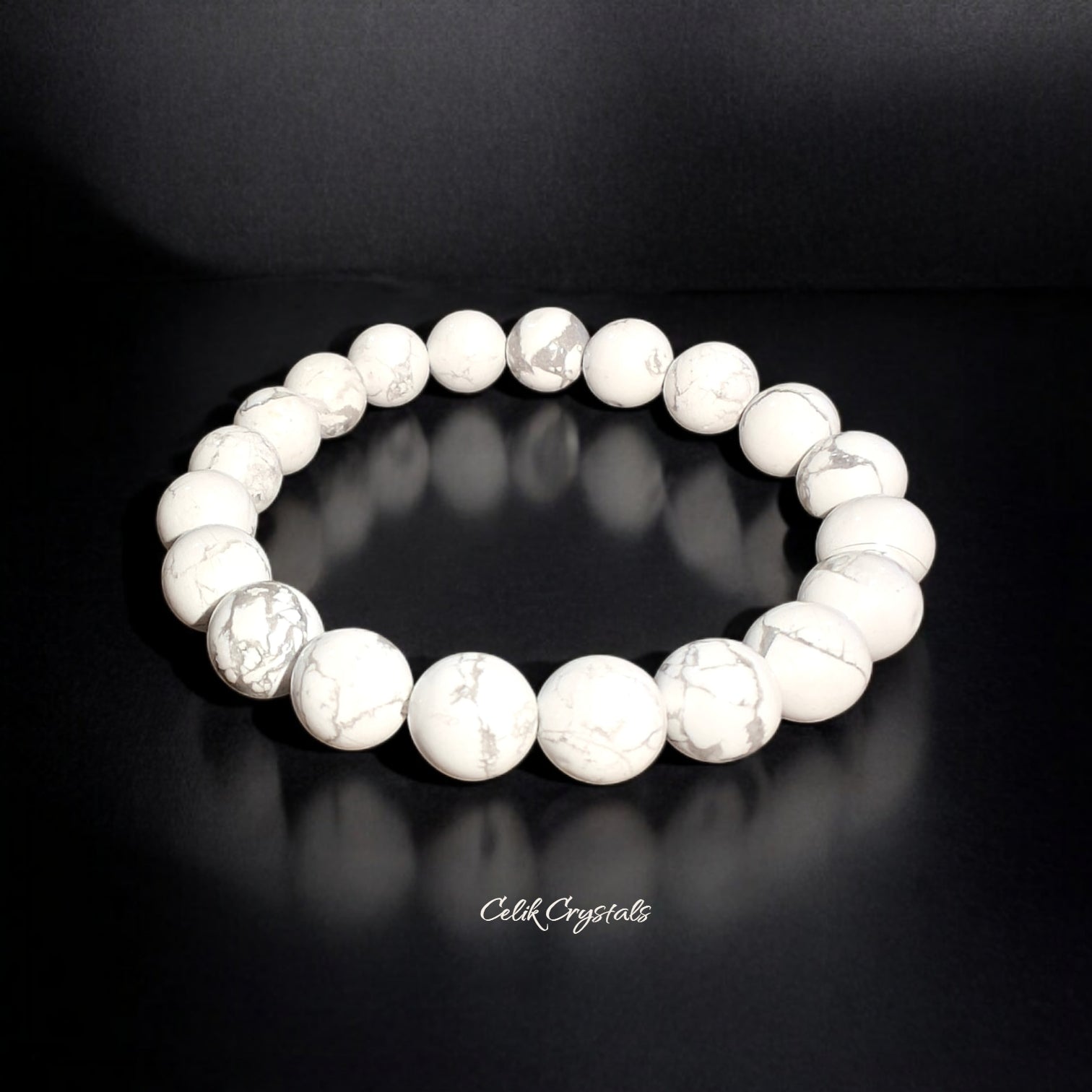 Howlite Bracelet Natural Stones Stretch Crystal Bead Bracelet 