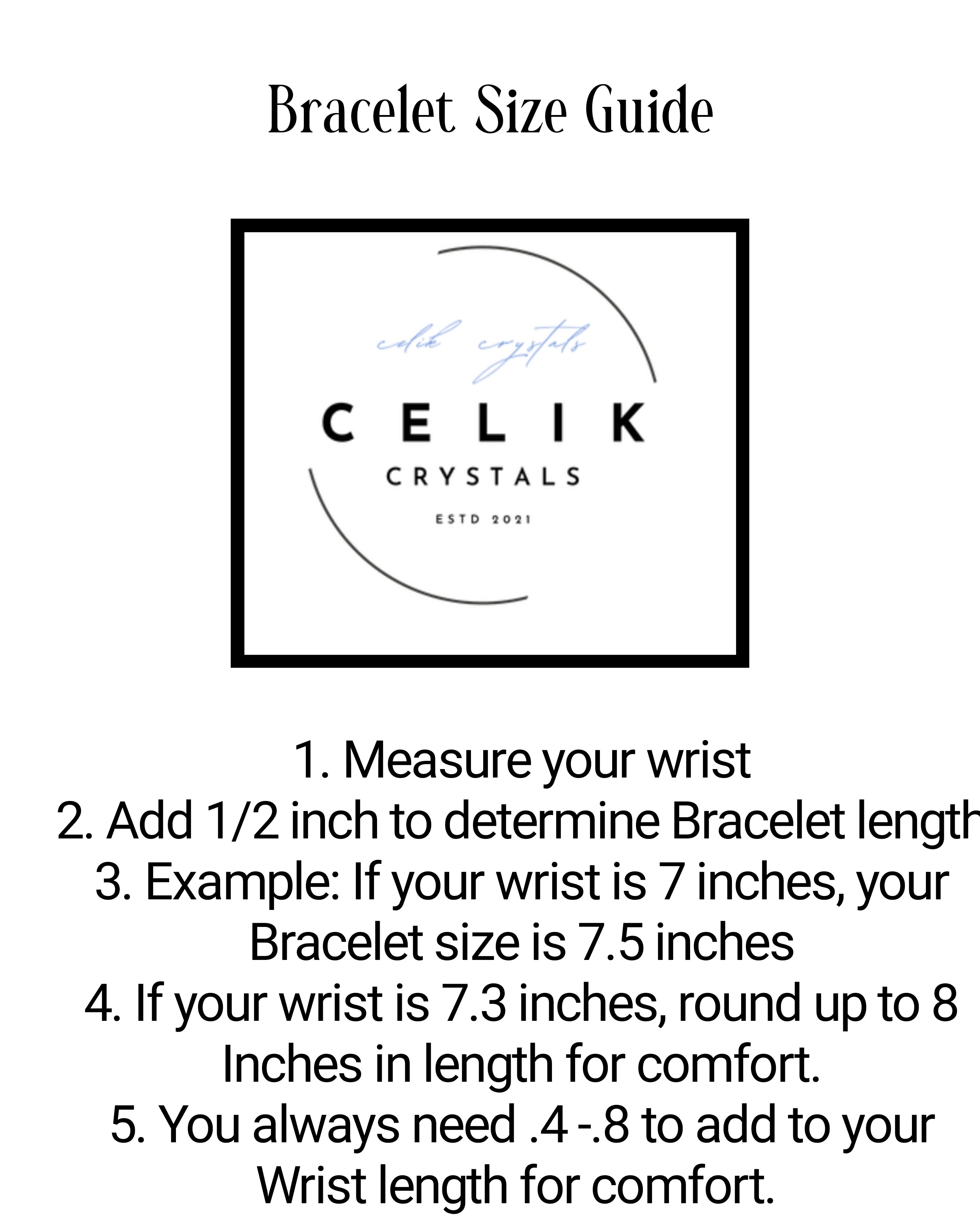 Celik Crystals Bracelet Sizing Chart 