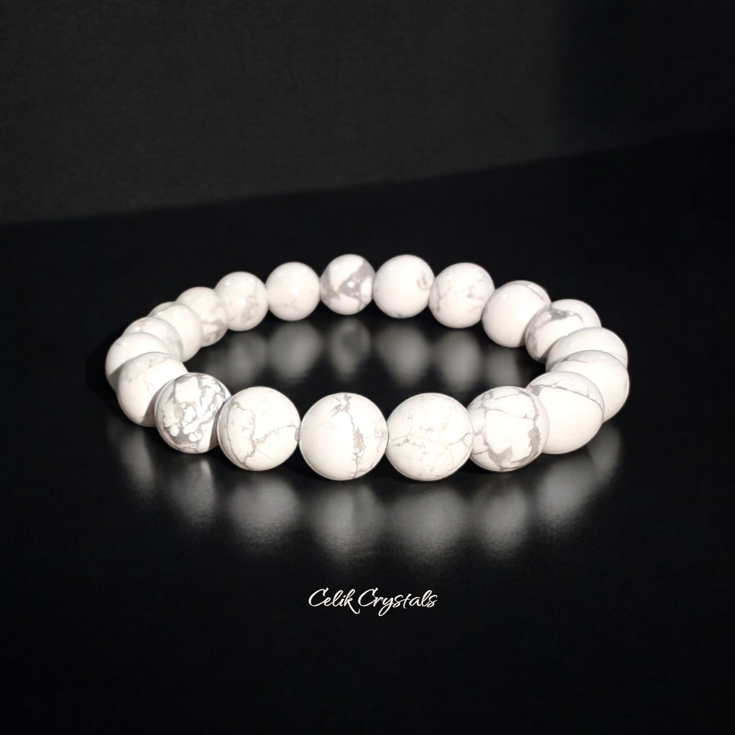 Howlite Bracelet Natural Stones Stretch Crystal Bead Bracelet 